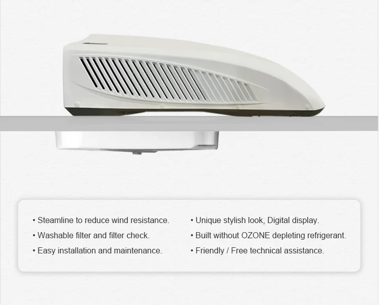 مكيف هواء رائع Gree R32 RV Caravan 220 فولت 12000Btu عاكس تلقائي رفيع يعمل بالتيار المتردد على السطح مع مؤقت للتخييم RV #4