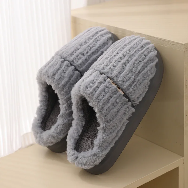 

Men's Slippers Fluffy Add Velvet Indoor Couple Women Home Shoes Soft and Comfortable Non-Slip Wear-resistant Ventilate Warm New