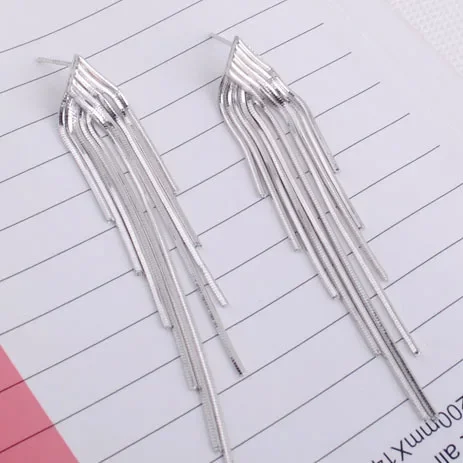 

925 Sterling Silver Long Earrings For Women New Trend Personality Lady Fashion Jewelry