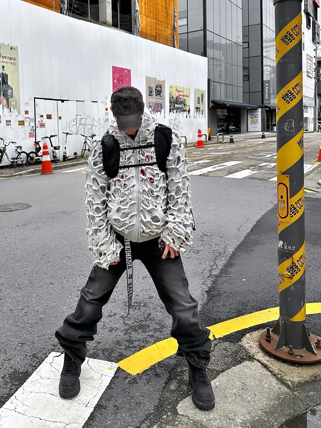 

Double-Sided Wear Hole Design Casual Hoodie Sweatirt High Street Sle AILZ PROJECT Trendy Brand Heavyweight Open Cardigan