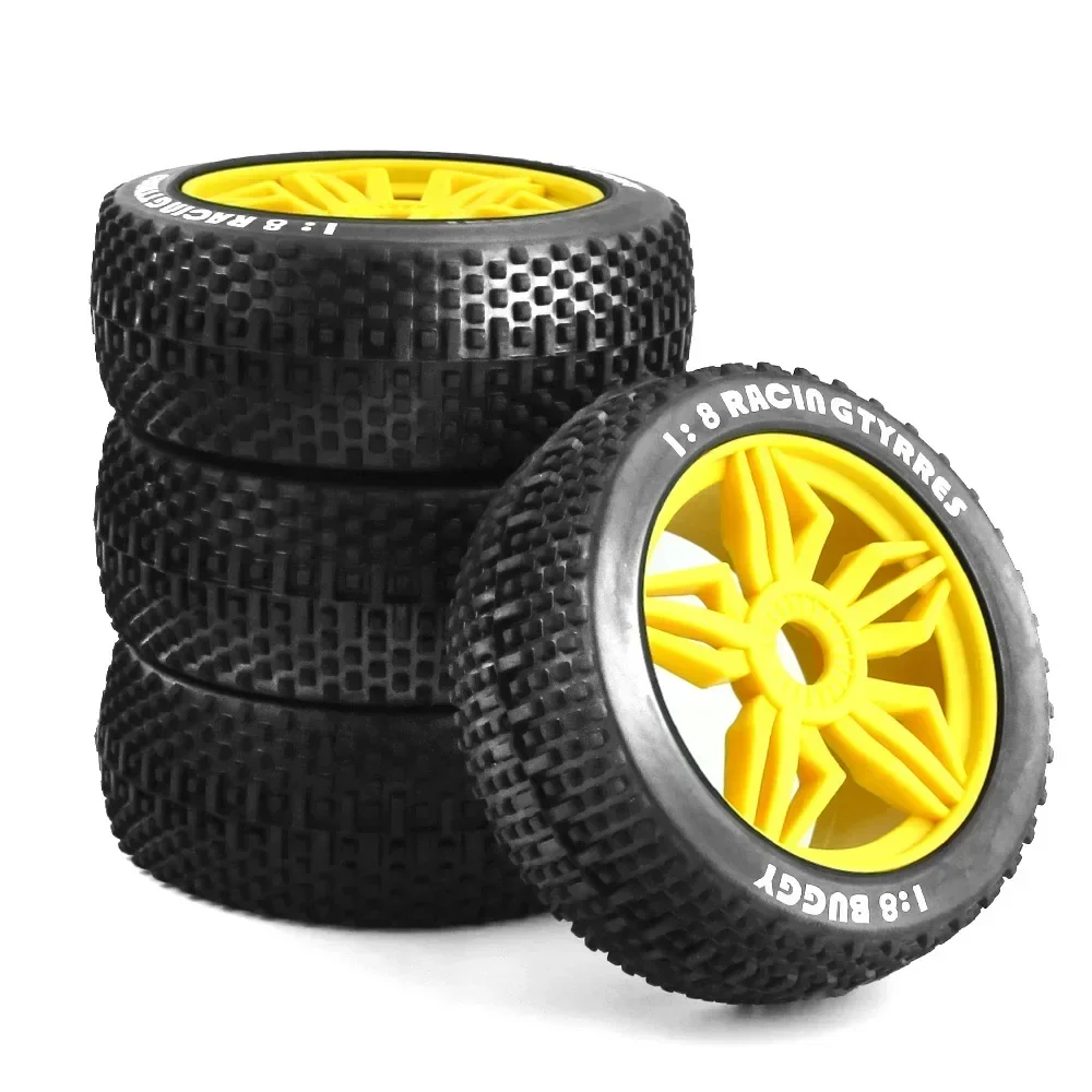 4PCS Upgrade Wheels Off Road Buggy Tires Wheel With 17mm Hex for 1/8 RC Car Kyosho MP10 Buggy 4WD HSP Aton HONGNOR