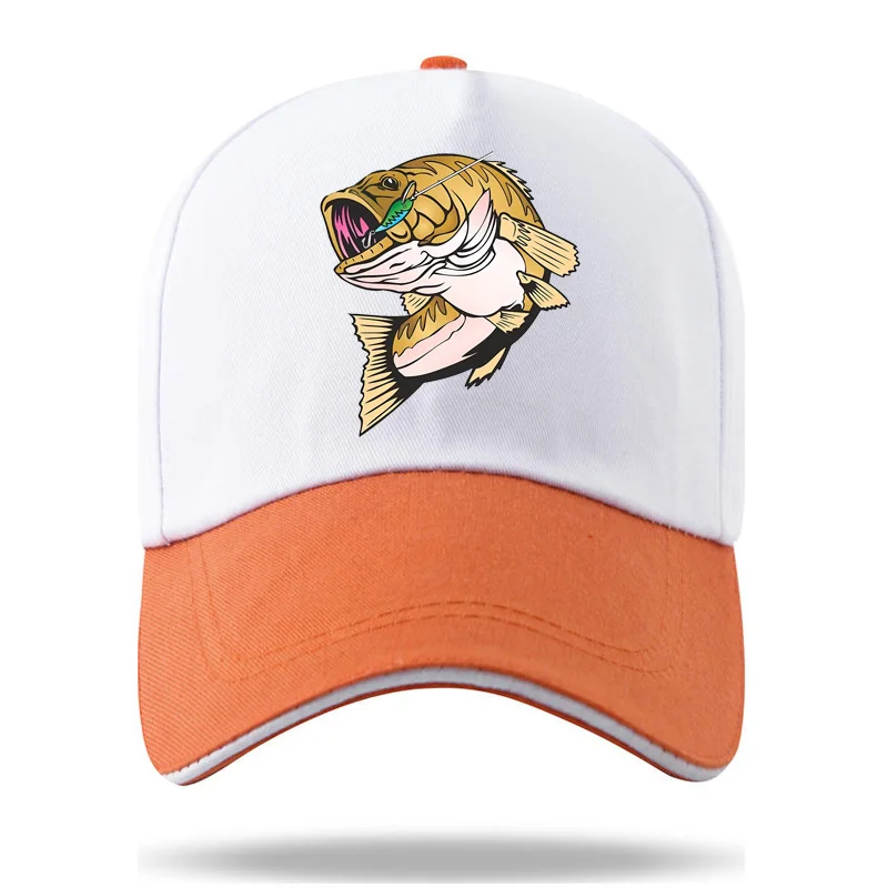 Fishing Fish Print Color matching Baseball Cap Casquette Hats Fitted Casual Hip Hop Dad Hats for Men Women Unisex
