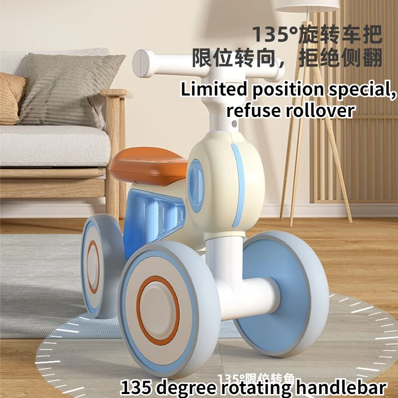 Children's Balance Bike 1-3 Year Old Toddler Walking Bike Without Pedals Children's Sliding Toy Four-wheel Bike EVA Silent Wheel