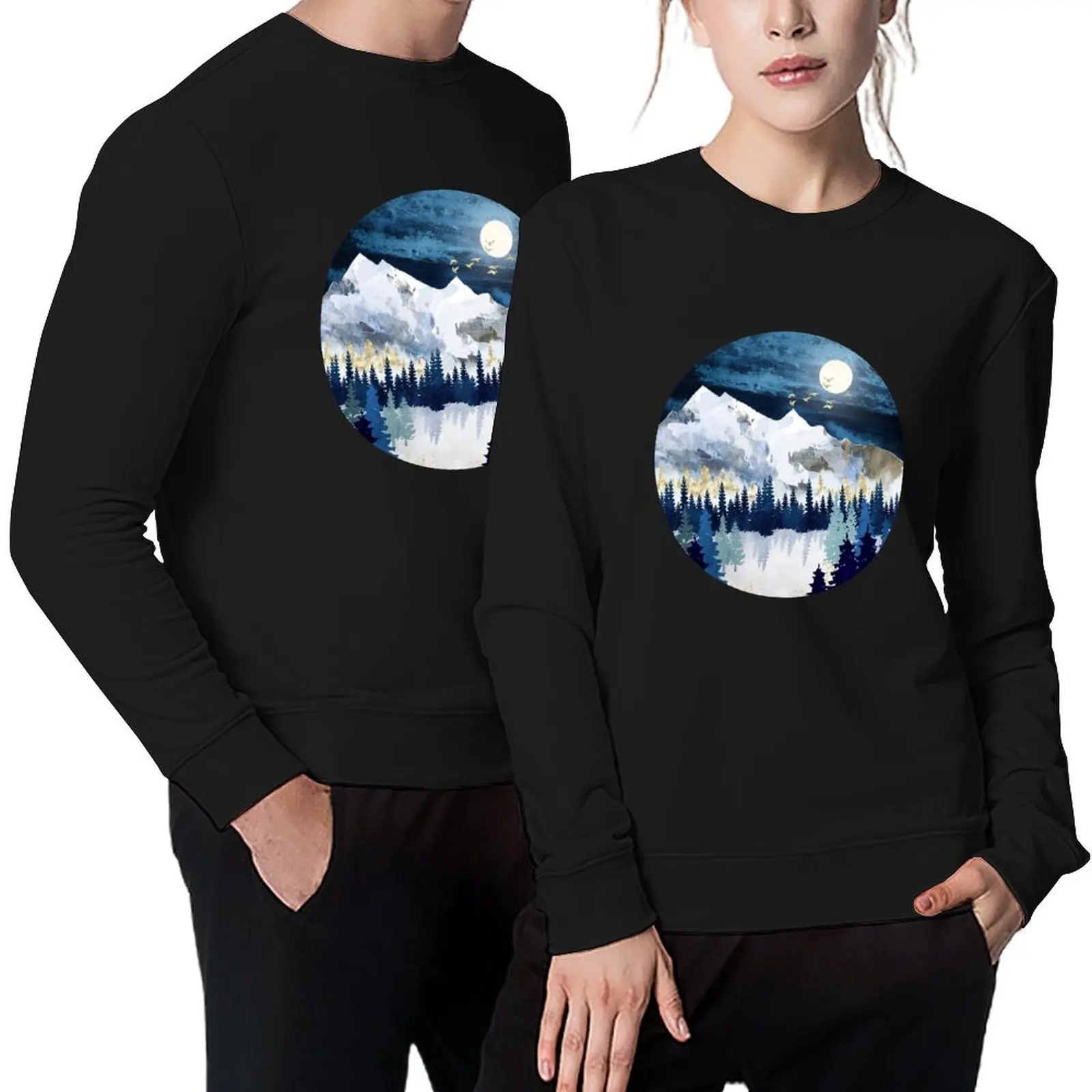

Moonlit Snow Pullover autumn clothes men wear anime clothing tracksuits pullover