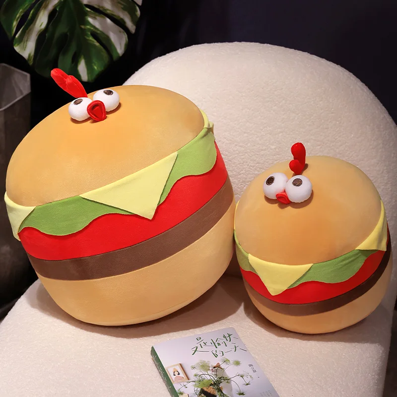 Coussin créatif en forme de hamburger kawaii, 35-55cm, jouet en peluche jetable, oreiller doux et mignon, cadeau d'anniversaire