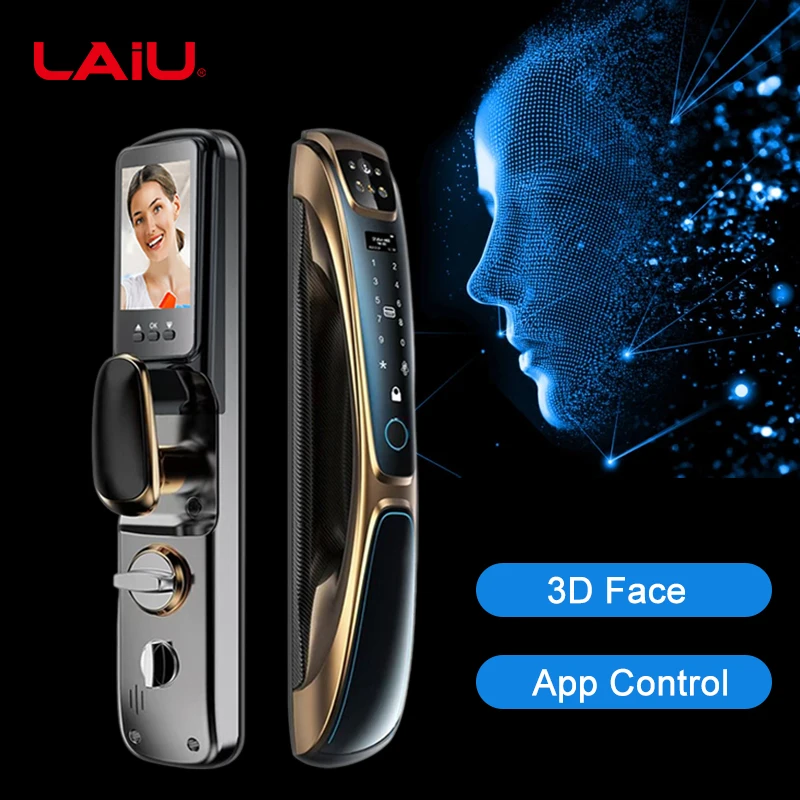 Laiu Face Recognition Q9ทอง WiFi usmartgo แอปควบคุมประตูล็อคอัจฉริยะกล้องถ่ายรูปสำหรับเด็ก