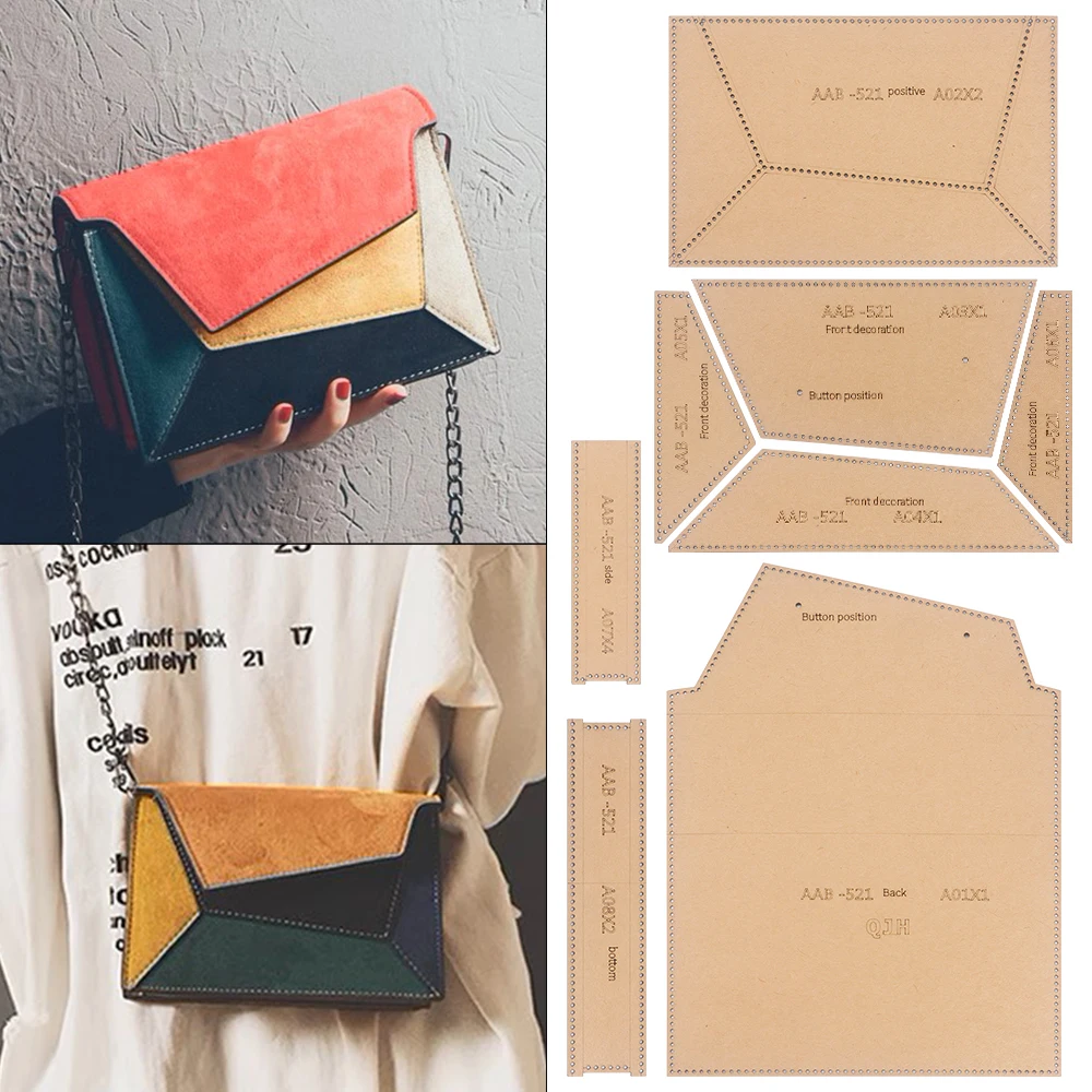 1 ensemble de pochoirs en papier Kraft pour bricolage, matériau en papier marron, modèle de motif artisanal en cuir pour la fabrication de sacs messager en cuir à la main