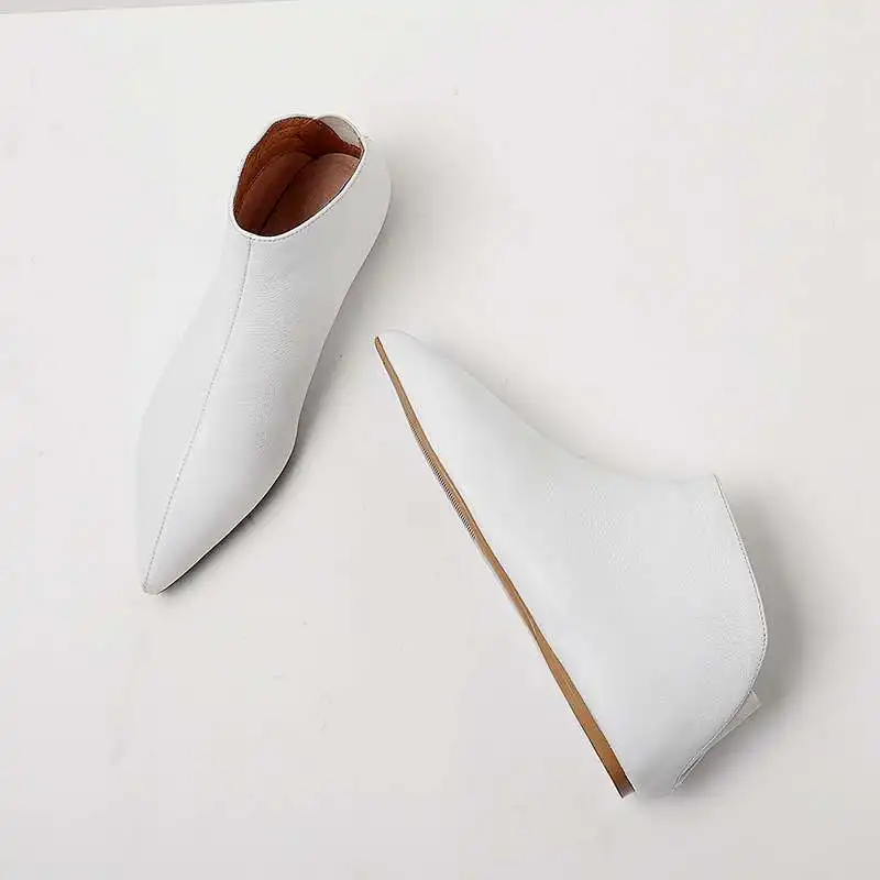 Krazing Pot Big Size Full Grain Leather Soft Winter Spring Shoes Modern Girl Pointed Toe Slip on Flats Office Lady Pregnant Shoe