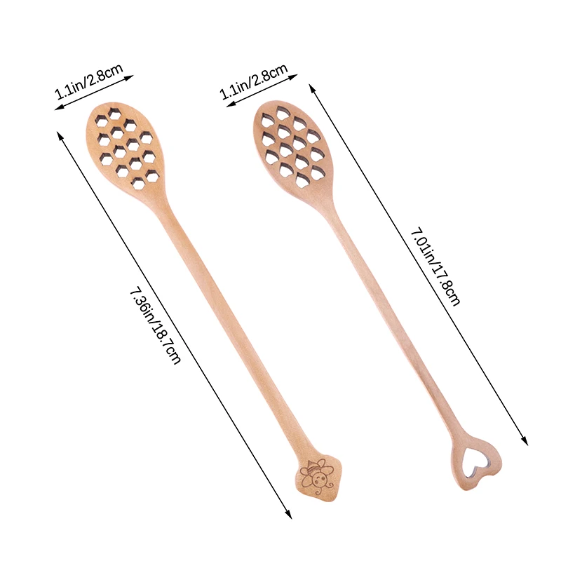 Wooden Honey Spoon Handmade Honey Stirrer Long Handle Cooking Baking Tool Kitchen Tableware Scoop Coffee Honey Tea Spoon Stirrer