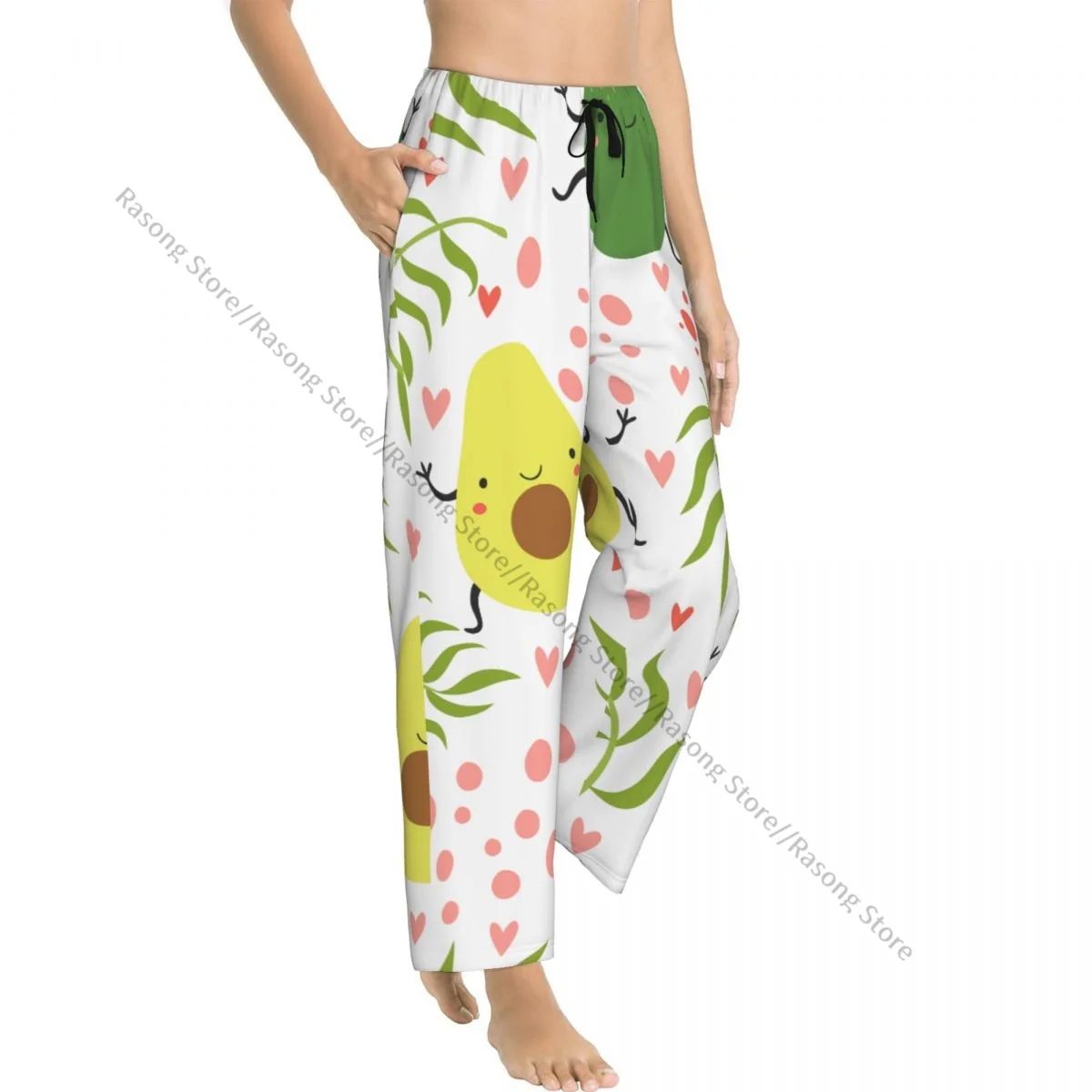 Women Lounge Pants Soft Avocado Palm Branches Pajama Pants Winter Sleepwear