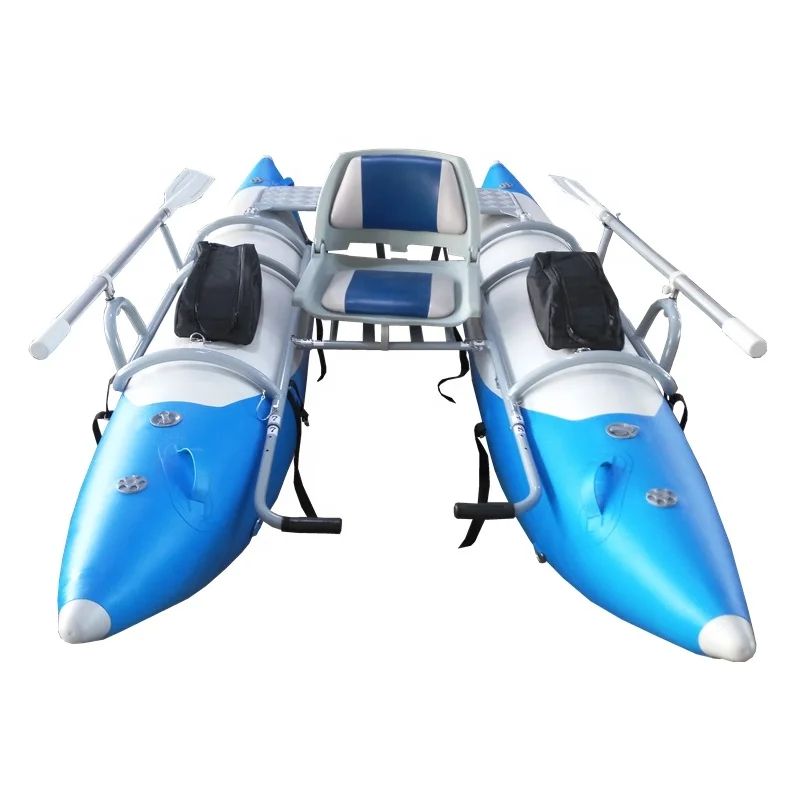 PVC Hull Material And Aluminum Frame Cataraft Durable One Man Inflatable Best Pontoon Boats For Sale