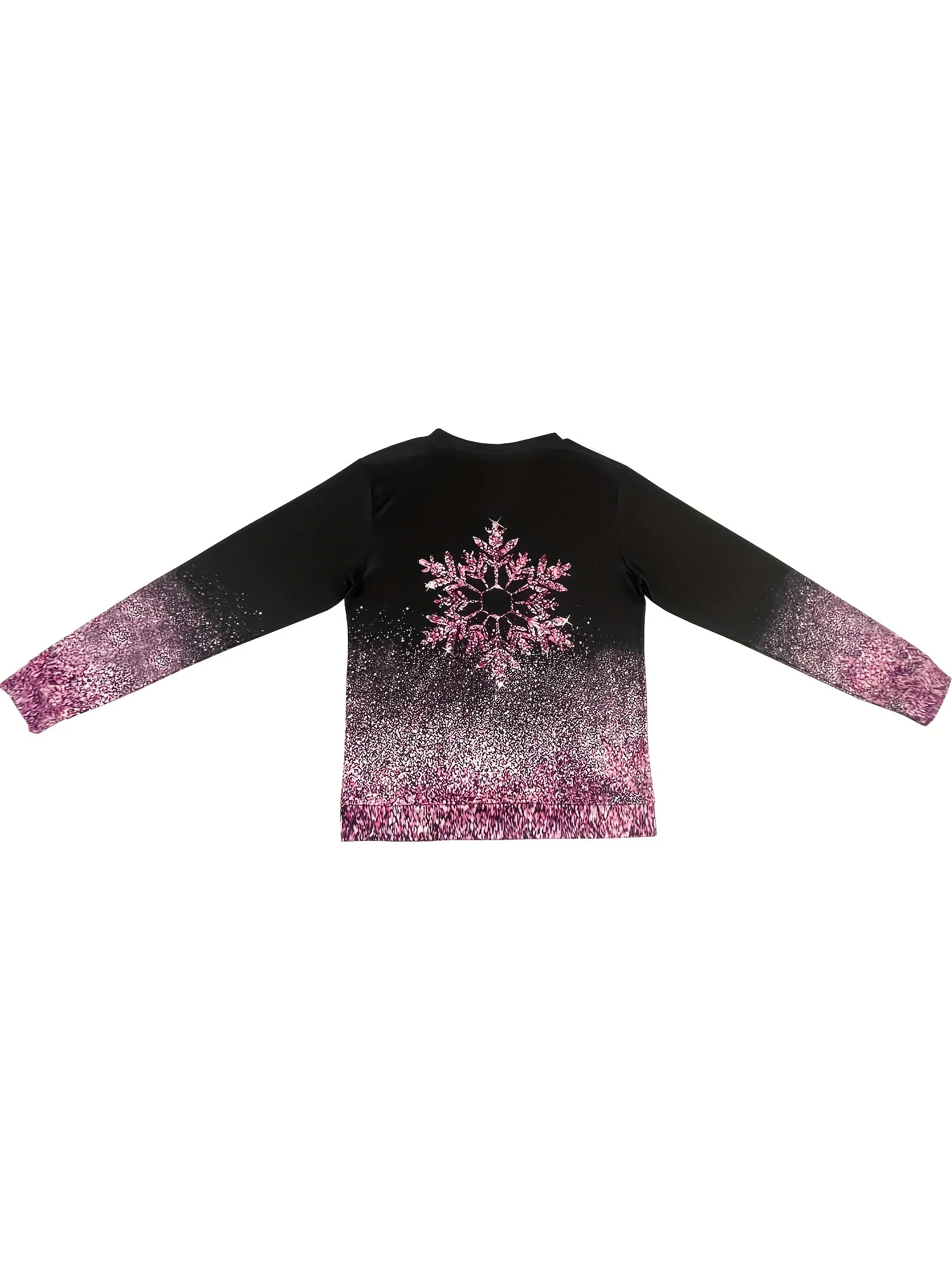 Pink snowflakes Sweatshirt Soft and Comfortable Long Sleeve Crew Neck Design for Casual Wear - Perfect for Ladies and Girls Wom