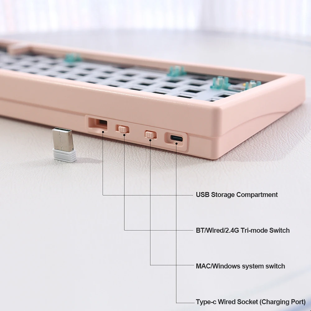 Imagem -05 - Teclado Mecânico Bluetooth 2.4g Rgb Backlit Estrutura Modo Teclado Personalizado Quente Gmk67-swappable