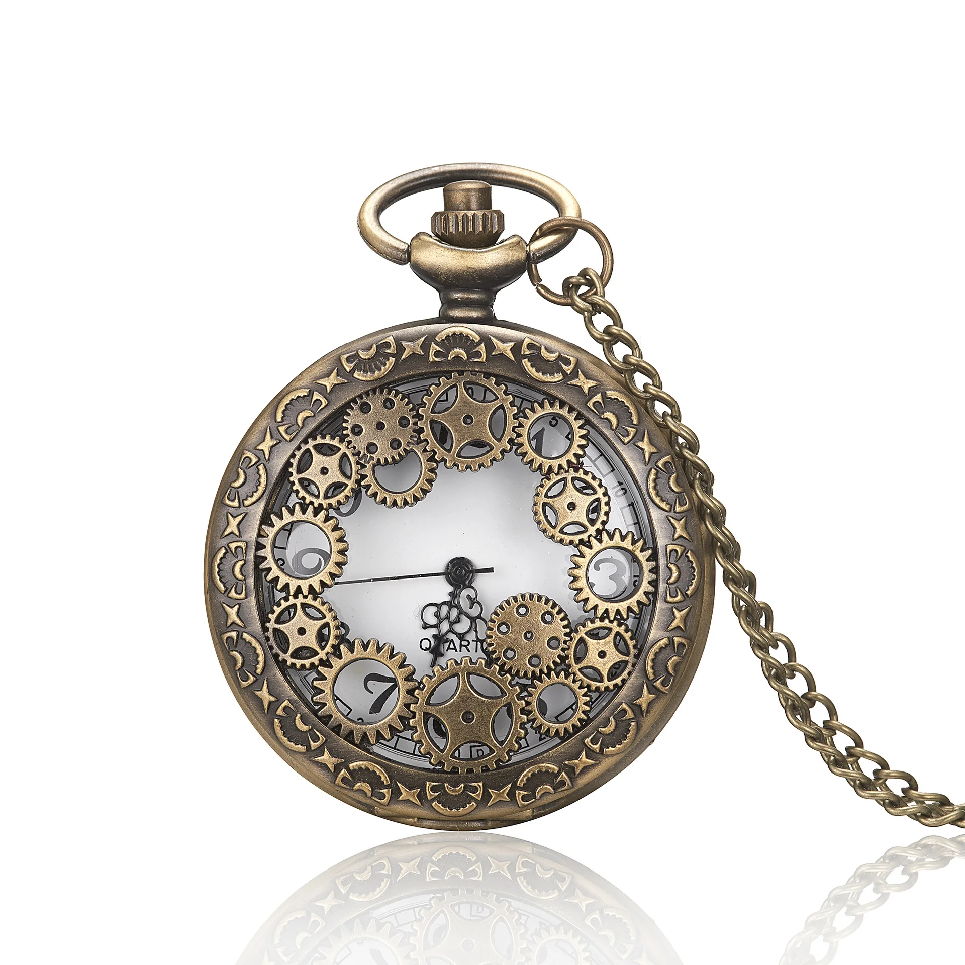 10 قطعة/الوحدة فراشة الموضة اليعسوب الجوف منحوتة ساعة جيب كوارتز قلادة قلادة هدايا عيد الميلاد للنساء رجل فوب سلسلة