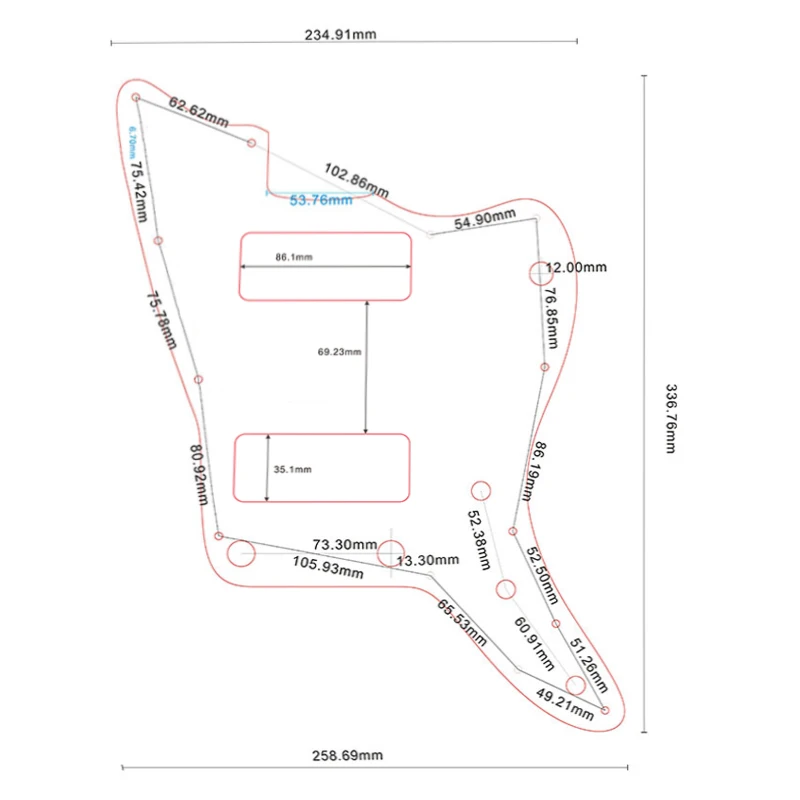 Pleroo Guitar Parts - For US No Upper Controls Jazzmaster Style Guitar Pickguard With P90 Pickups Scratch Plate Replacement
