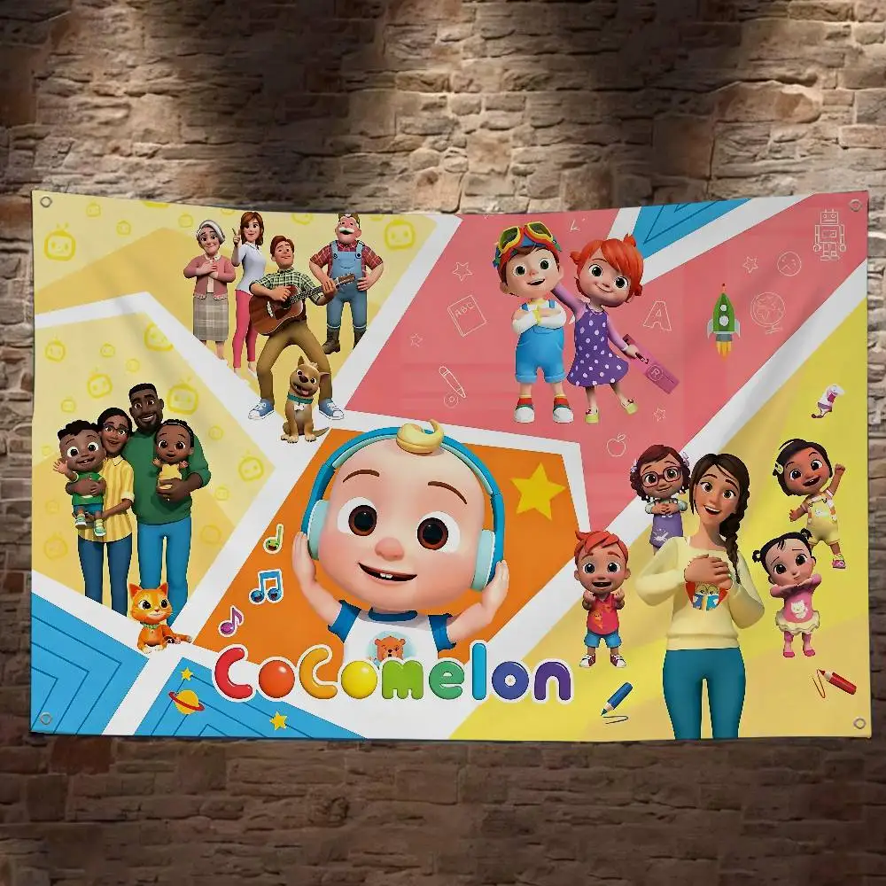 Cute C-CoComelon Cartoon Flag Art Science Fiction Room Home Decor Wall Hanging Home Decor Banner