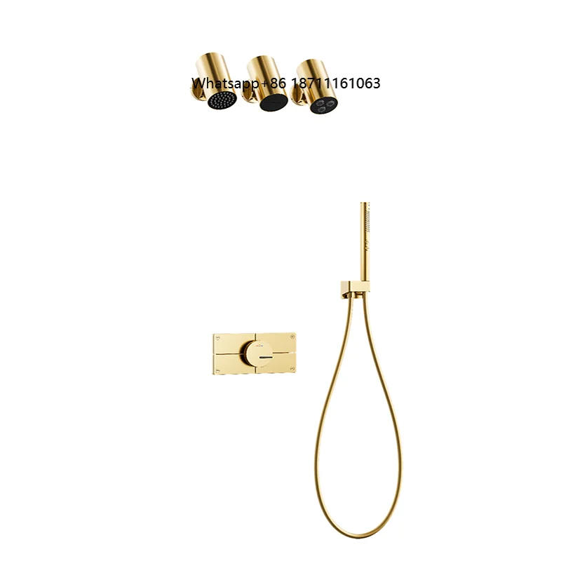 Aideal Ultimate Elegance Single Shower Set Integrated Concealed Brass Hot Cold Water Mixer Rain Massage Soft Jet Rotating Button