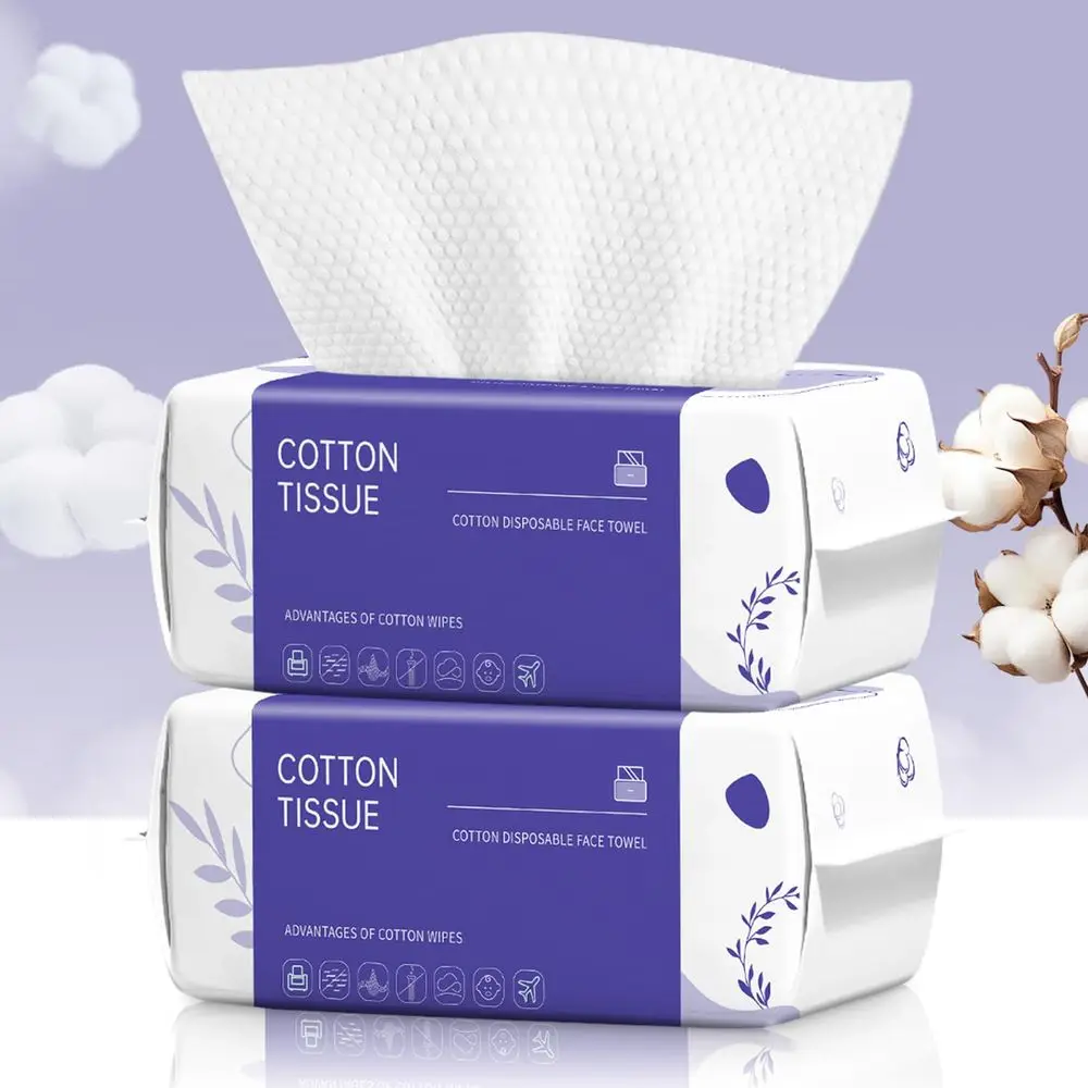 

200 Count Cotton Dry Wipes for Facial Cleansing, Skincare, and Makeup Removal