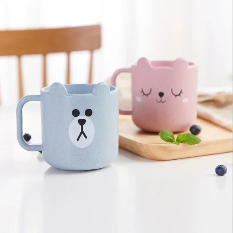 Kids Children Infant Baby Milk Cup with Handle Breakfast Mug Drink Home Cup Cartoon Training Cup Wheat Straw PP