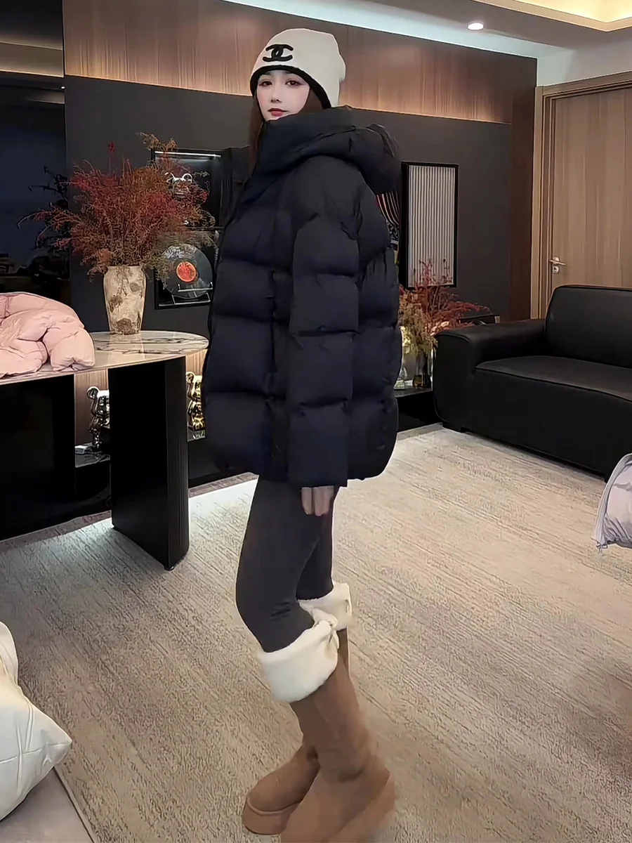 

Женское зимнее пальто Bla Cloud Puff средней длины с капюшоном, утепленное, приталенное, повседневное, ветрозащитное