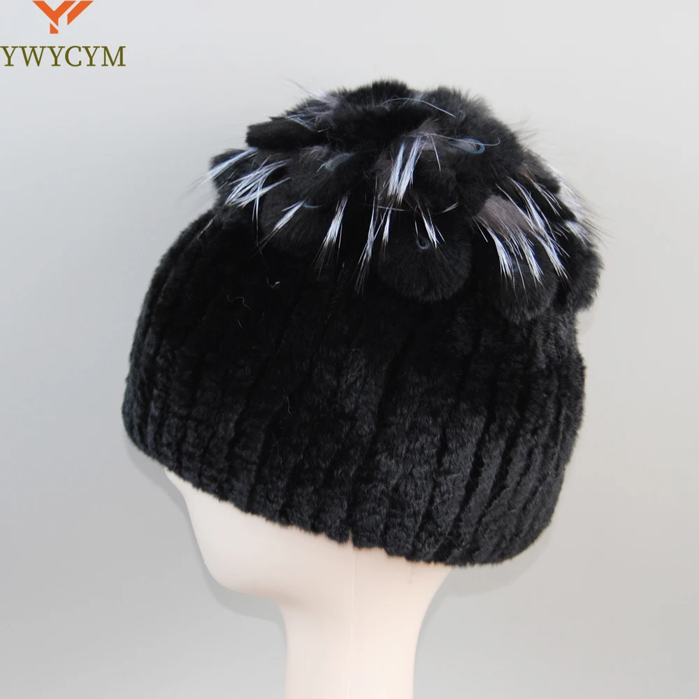 

Natural Fur Hats For Women Winter Real Rex Rabbit Hat Fox Fur Knitting Female Warm Snow Caps Ladies Elegant Princess Beanies Cap