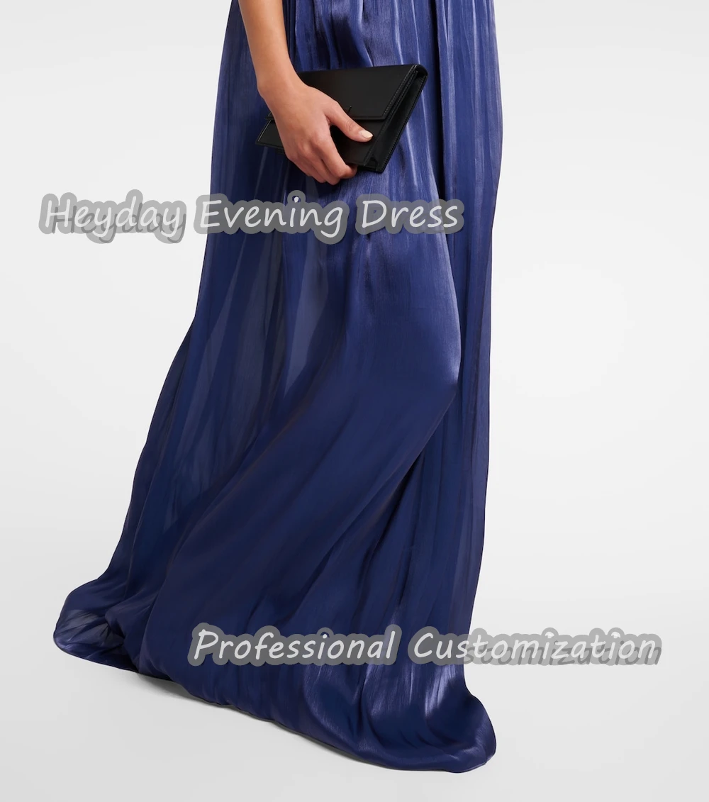 Heyday One Shoulder Saudi Arabia Sleeveless Straight Prom Gown Satin Ruffle Floor Length Elegant Evening  Dress For Women 2024