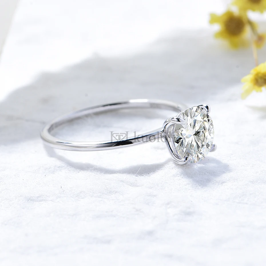 1CT‑2CT Round Cut 8.0mm D Color VVS1 Moissanite Solitaire Engagement Wedding Ring for Women, 10K/14K Solid White Gold Pass Diamond Tester Luxury Bridal Fine Jewelry Anniversary Gift view 8