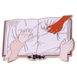 Hold arms hands book Different skin tones Whites Yellow Blacks Humanity in peace Enamel Pin Brooch