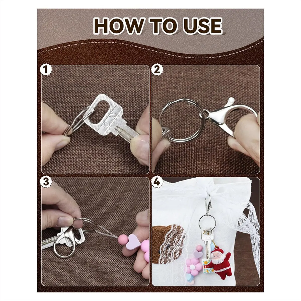 A008 Keychain Making Kit - Keychain Clip with Key Ring,Swivel Snap Hook, Jumprings & Extender Chain for Crafts, DIY Projects