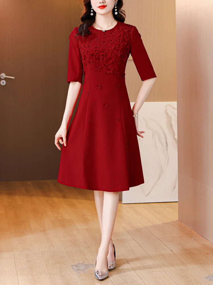 

Элегантное красное свадебное платье в молодежном стиле для мам невесты, вечерние платья для вечеринок, сезонные наряды из полиэфирного волокна