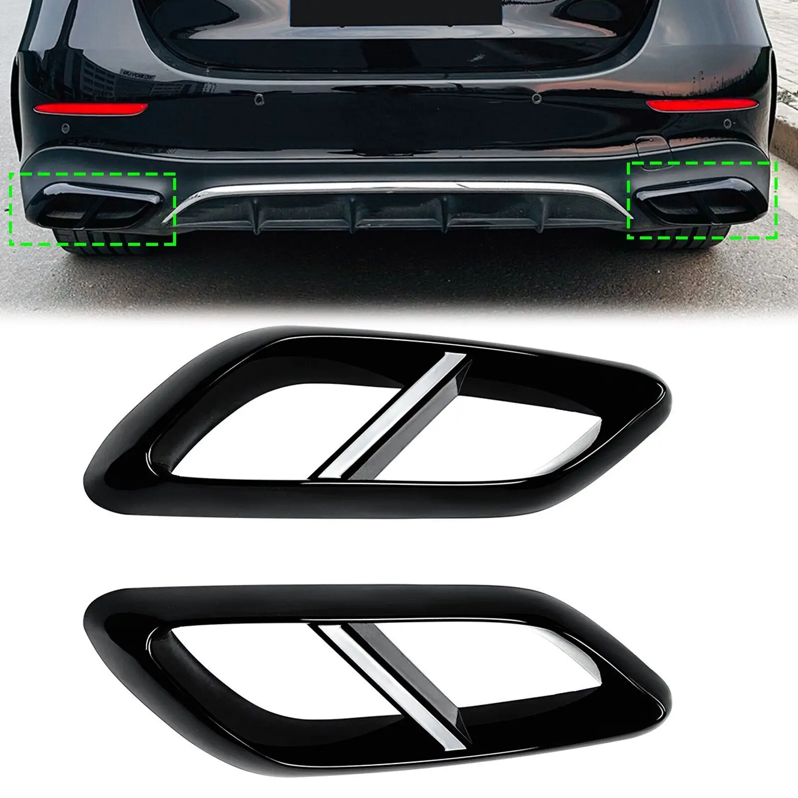 

Stainless Tail Muffler Case Exhaust Pipe Cover Tail Throat Trim For Mercedes Benz E Class CLE W214 C236 2024+ (Sports Version)