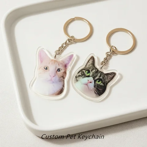 Custom Pet Photo Personal Keychain Customized Clear Acrylic Key Chain Design Making Cute Keyring Goods Made