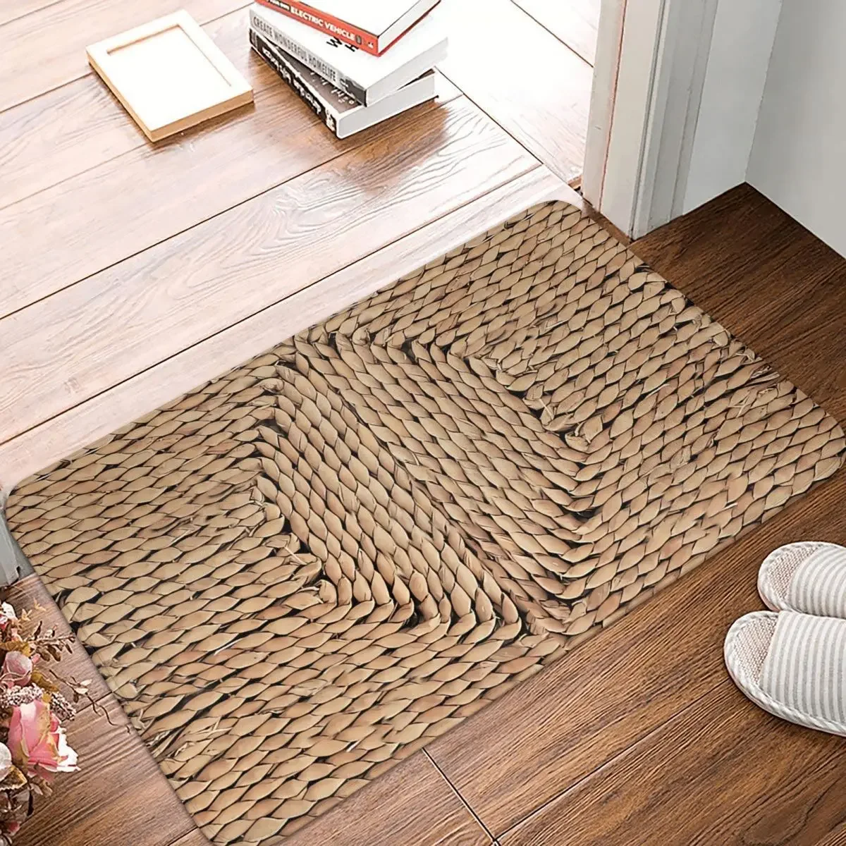 Bathroom Mat Mediterranean Rattan Doormat Living Room Carpet Balcony Rug Home Decoration