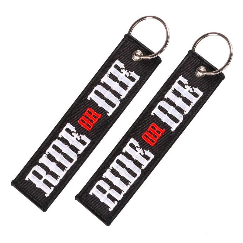 1PCS Car Keychains RIDE OR DIE Embroidery Letter Key Chain Bijoux Gifts Porte Clef Customized Key Ring Key Chain For Motors Cars