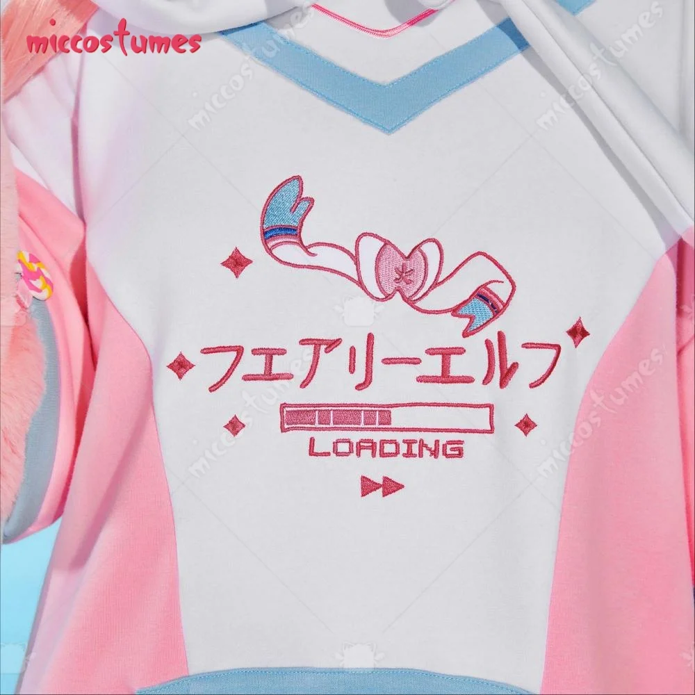 【Ready for Ship】Miccostumes PM Derivative Pink Pullover Hoodie with Detachable Bag Design Furry Cat Paw Gloves Kawaii Sweatshirt