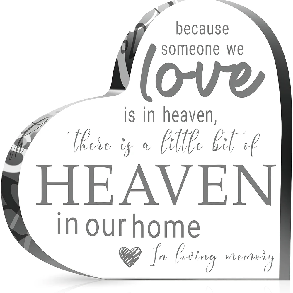 Crystal Glass Heart Memorial Gift Sympathy Table Decorations Table Centerpieces Remembrance Decorations for Loss of Loved One