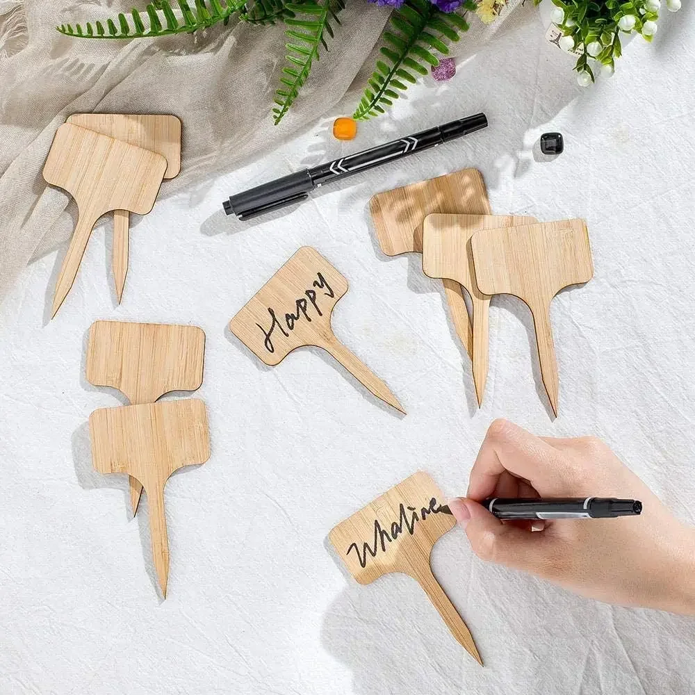 

10pcs/Set T-Type Bamboo Plant Labels Wooden Eco-Friendly Plant Sign Tags Garden Markers for Bonsai Seed Potted Herbs Flower Tool