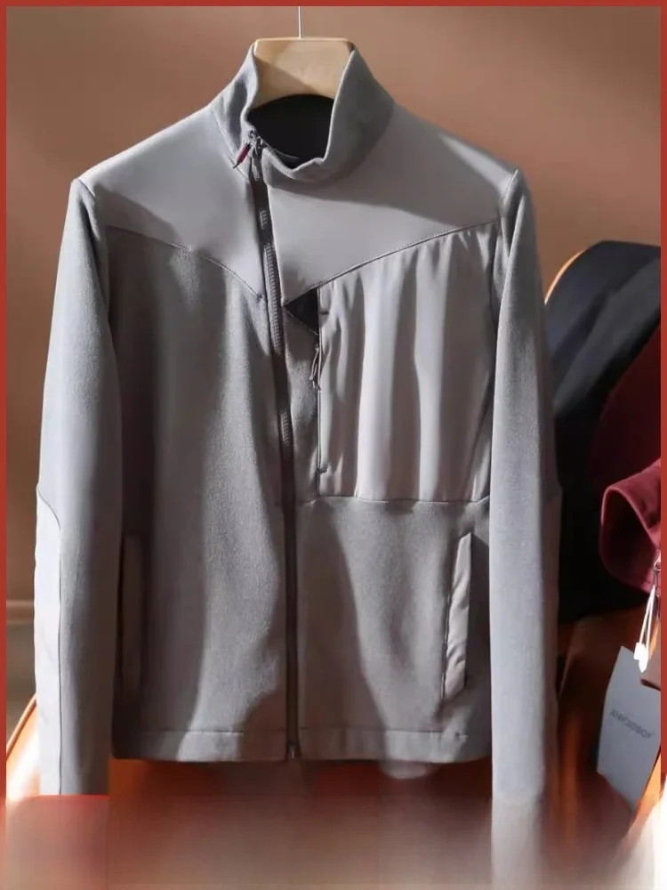 

High-End Asymmetric Design Winter Outdoor Sport Jaet Breathable Stand Collar Elastic Outerwear for Men in North America