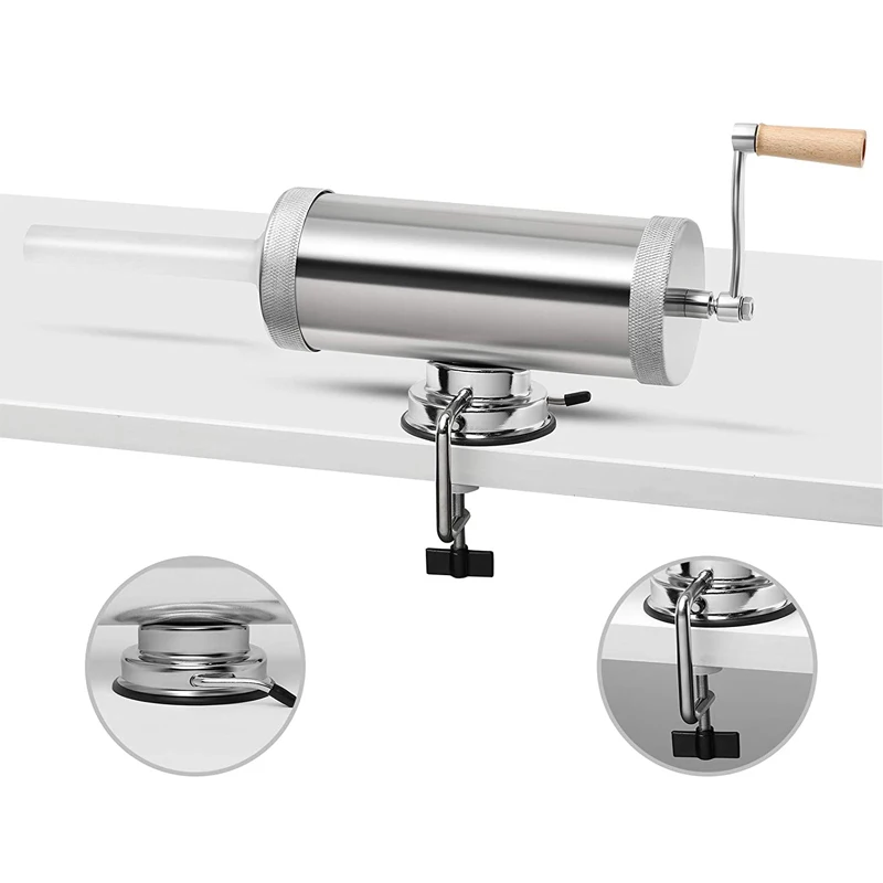 

Ручная бытовая кухонная машина для начинки мяса, пресс для начинки колбас из нержавеющей стали с 3 пластиковыми насадками