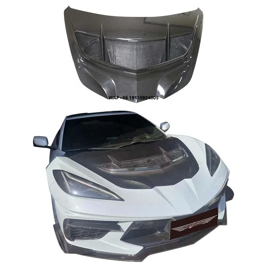 High Quality ZR1 Style Dry Carbon Fiber Hood for  Corvette C8 Steel Mold Manufacturing New Condition Included Bolts