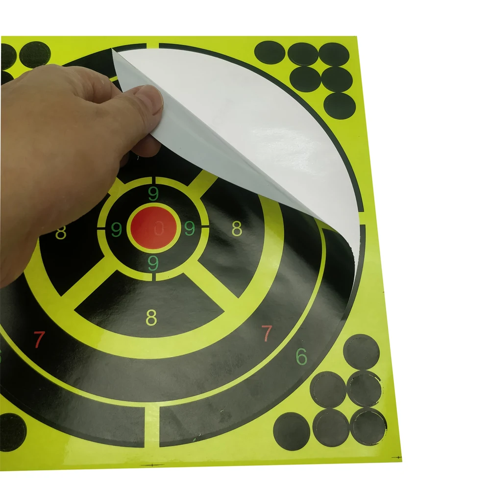 

Self Adhesive 10pcs Reactivity Shooting Target Paster 8x8in Training Accessories Aim Training Steel ball Target Papers Stickers