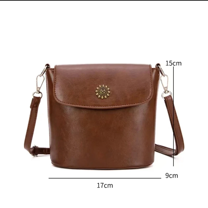 Retro Sunflower Women Crossbody Bags Casual Versatile Bucket Bag Purse and Handbags Mother Kids Bag for Girl Designer Bags Sac