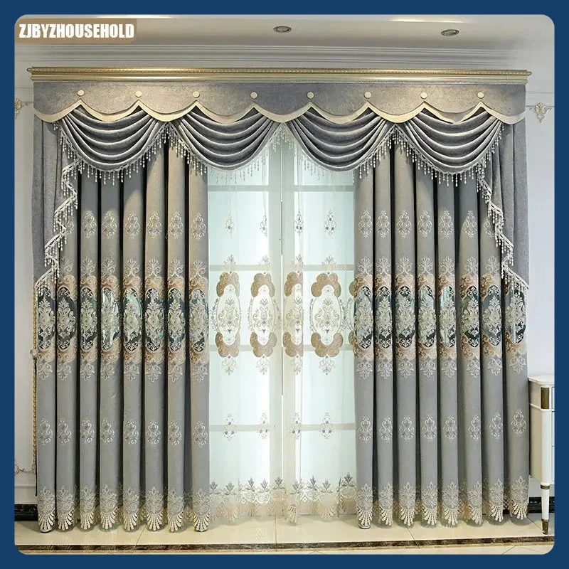 

Luxury Curtains for Living Room 2024 European Style Curtain Shading Embroidery Light Luxury Curtains for Living Room Dining Room
