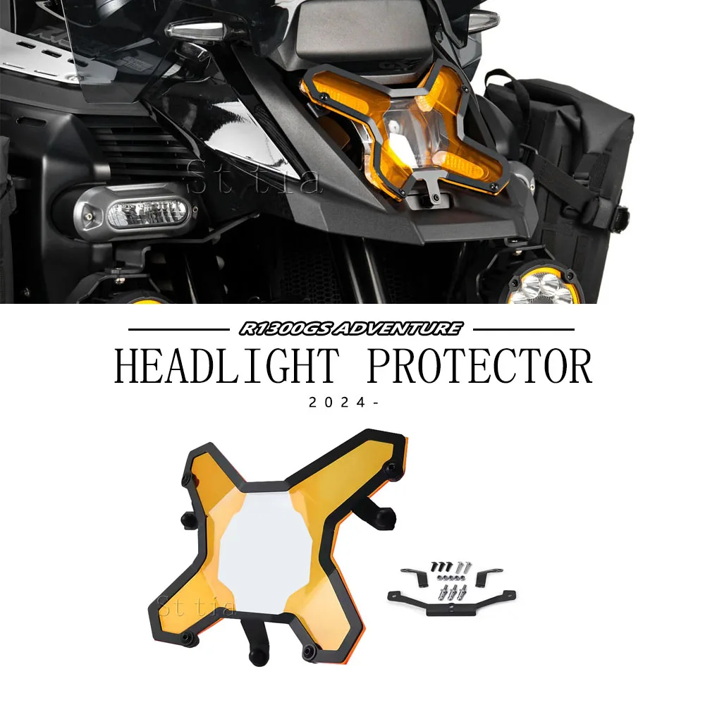 Premium Durable Scratch-Resistant Front Headlight Grill Shield For BMW R1300GS Dual-Color Lens Snap-On Protective Shield