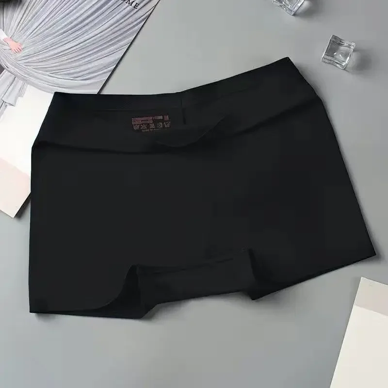 Seamless Silky Underwear Ladies Panties Women's Boxer Shorts Safety Pants Soild Female High Waist Lingerie Panty