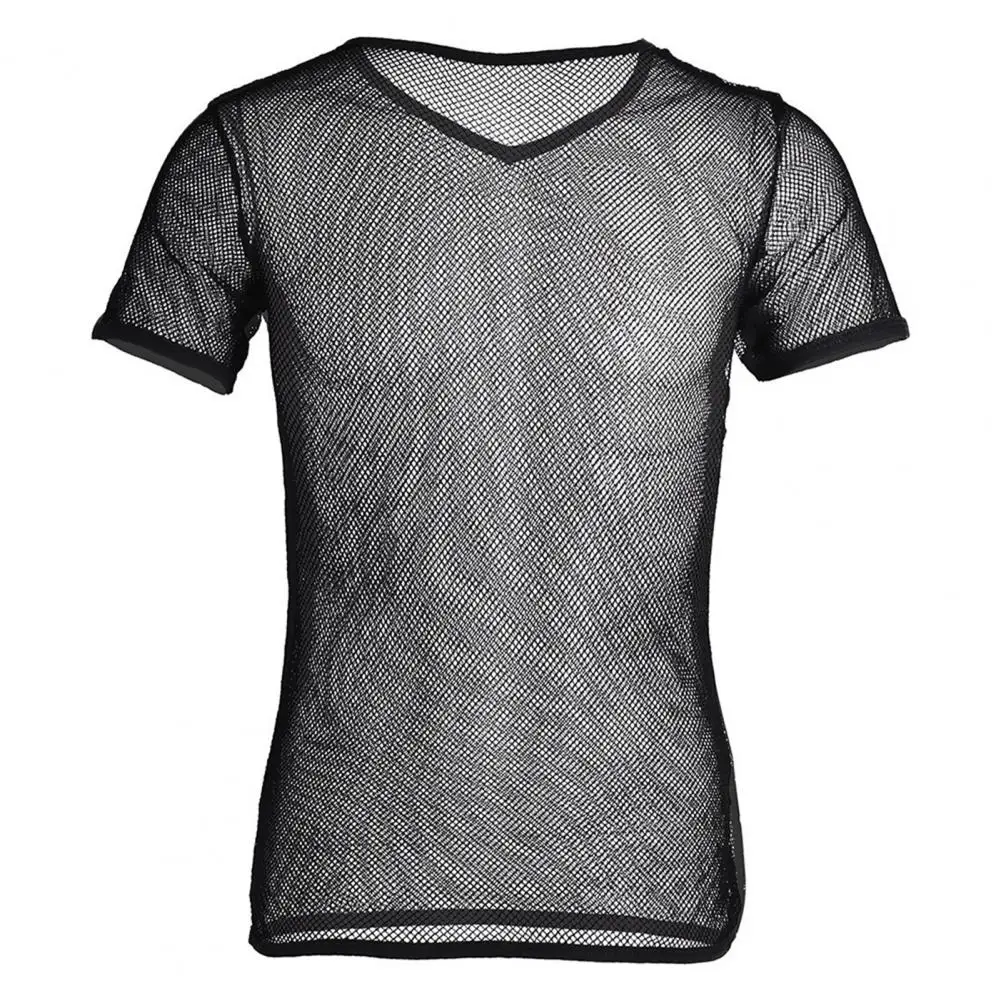 Mesh Men T-shirt Men Mesh Sexy Men See Through Blouse Sexy T-shirt Skin-friendly