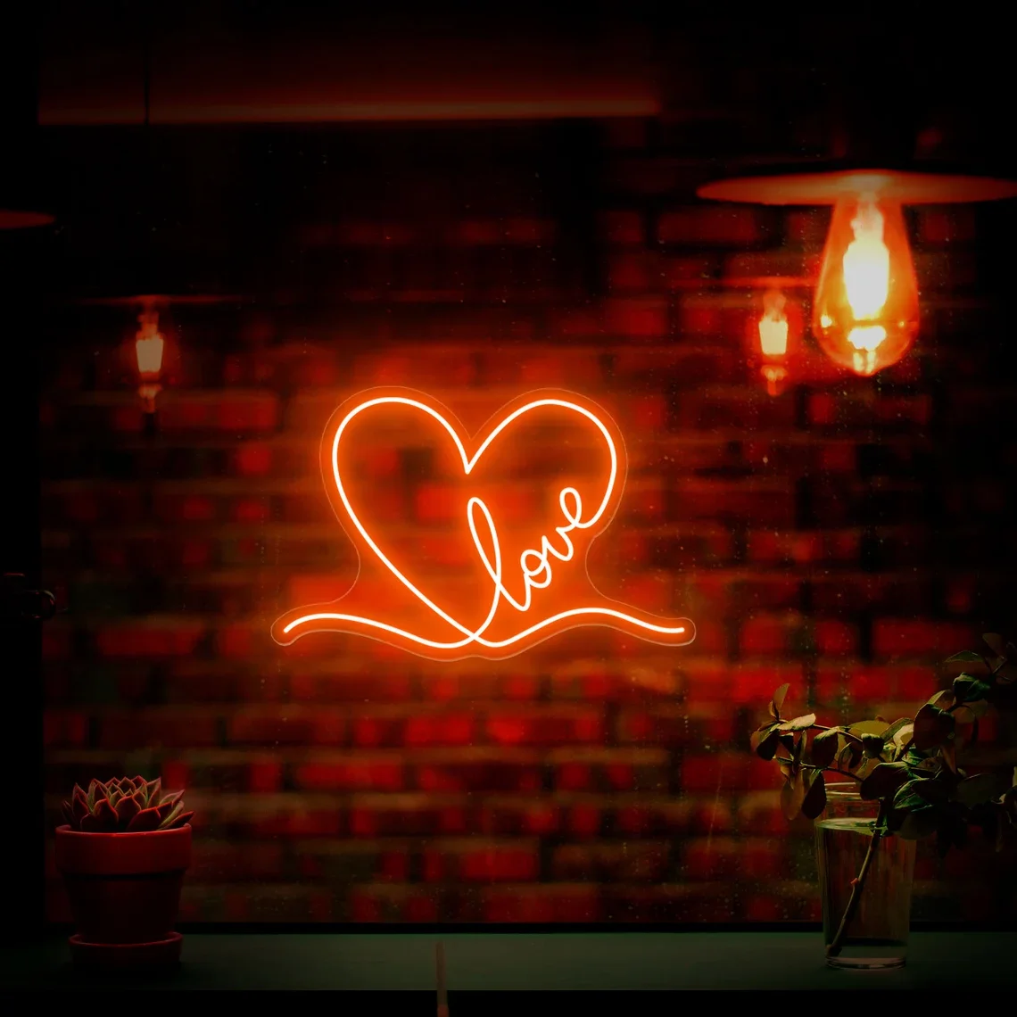 Love Neon Sign Custom Wedding Love Heart LED Lights Wall Art Decor Valentines Gift for Girl Friend Bedroom Night Lamp Game Home