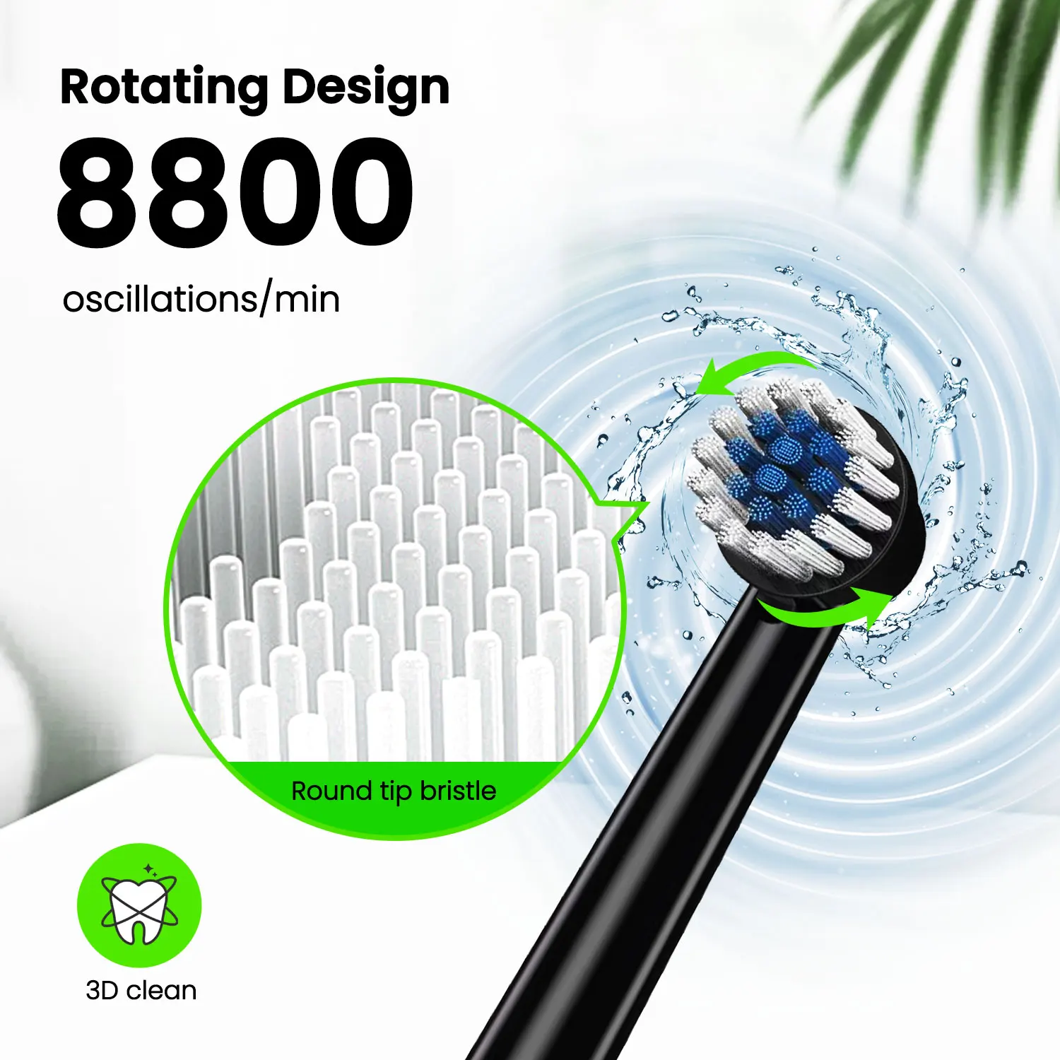 Fairywill Electric Toothbrush T2232 Powerful Rotation Cleaning 4 Replacement Heads Rechargeable Sonic Toothbrush for Adults