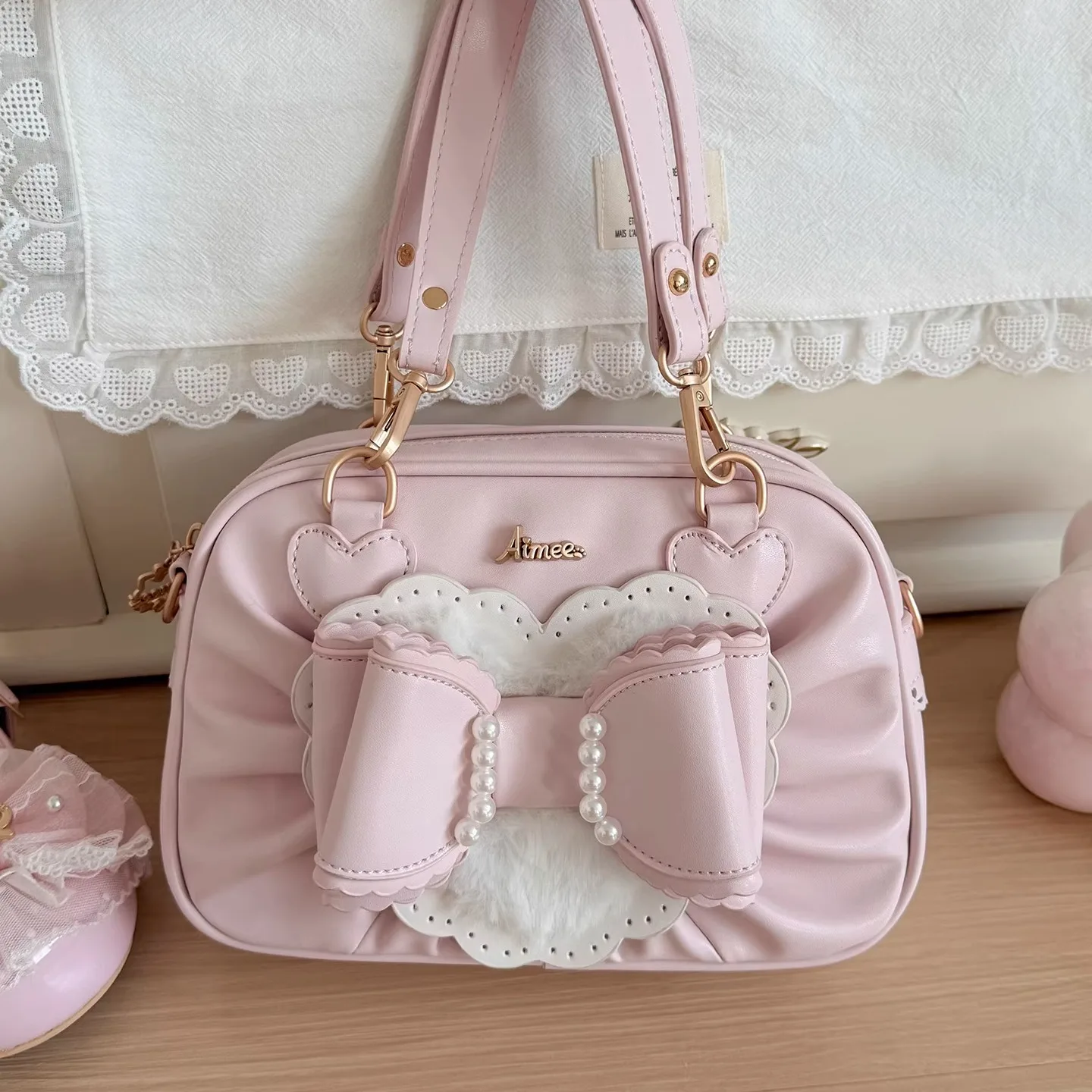 

Японская милая Лолита, оригинальная ручная многофункциональная женская сумка с наклонным крестом, высококачественная сумка из искусственной кожи для девочек, сумка на плечо для чаепития