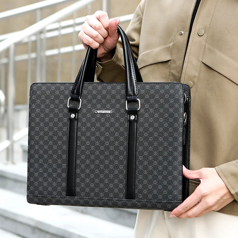 Briefcase Business Laptop Bag Horizontal Shoulder Bag Password Lock Men's Bag 14 Inch Handheld Laptop Bags Shoulder Business